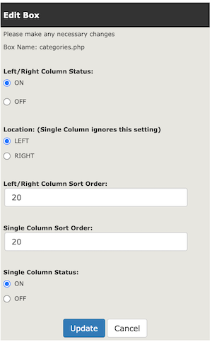 Layout Boxes Controller Edit