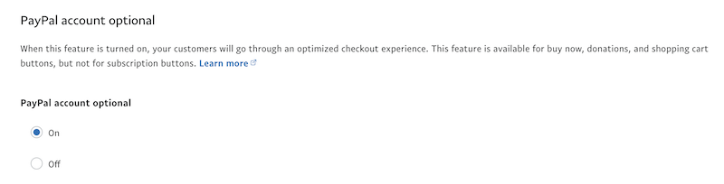 PayPal Account Optional